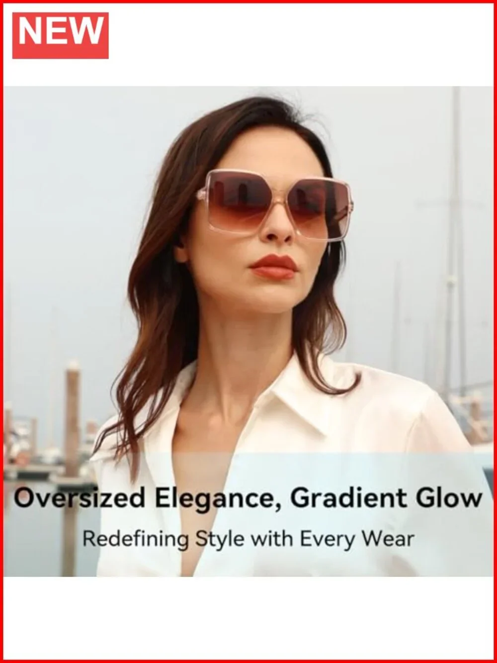 Oversized Square Sunglasses for Women UV400 Protection Wide Trendy Shades